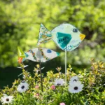 Handmade Glass Garden Stakes - Fish