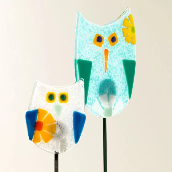 Handmade Glass Garden Stakes - Owl 21
