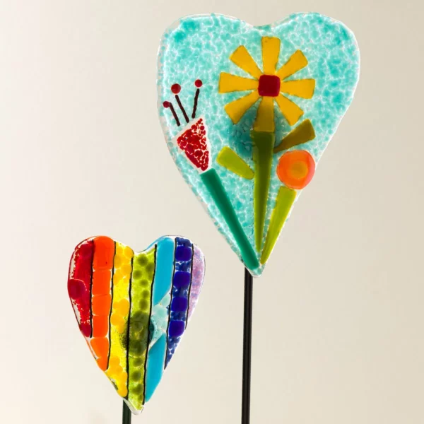 Heart Of Glass Garden Stake 1