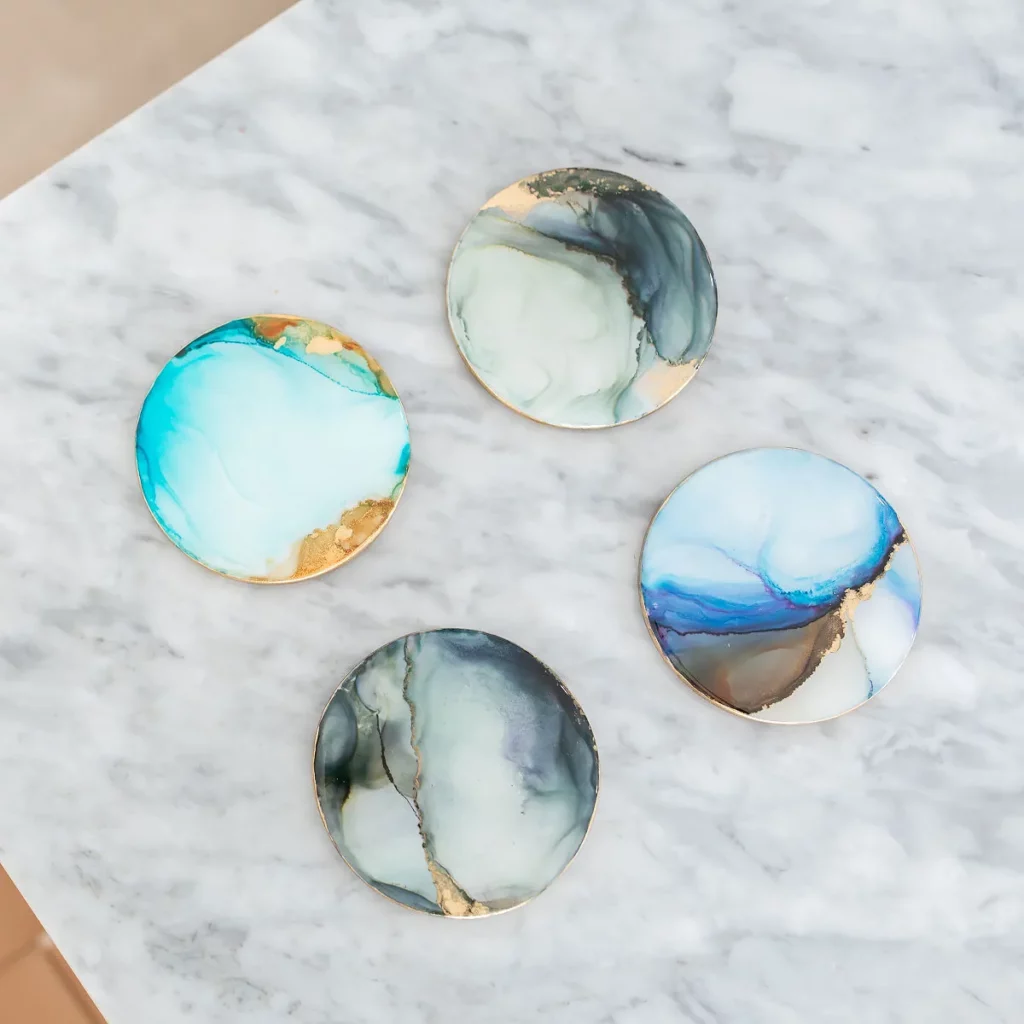 Make Your Own Alcohol Ink Ceramic Coaster Set