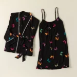 Midnight Butterfly Chemise & Robe Set