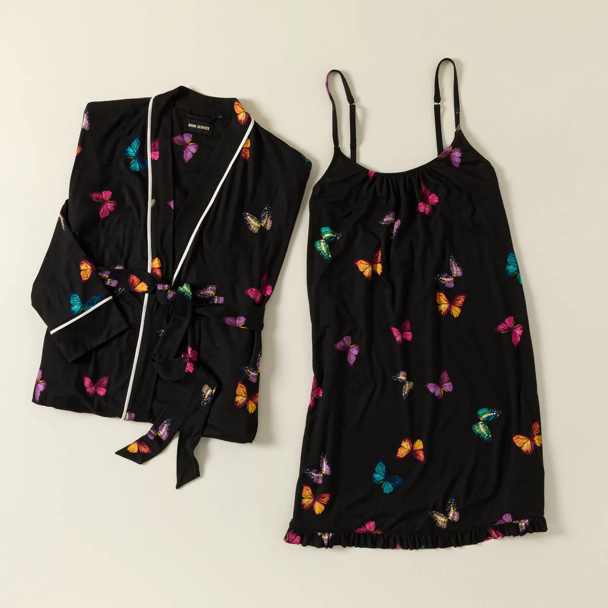 Midnight Butterfly Chemise & Robe Set Midnight Butterfly Chemise & Robe Set