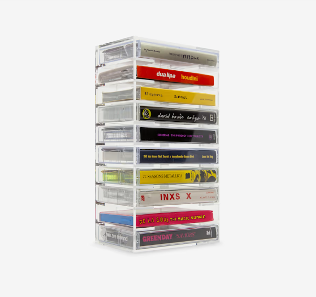 Minimalist Acrylic 10-slot Cassette Rack