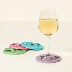 No Spill Wine Glass Coasters - Set Of 4