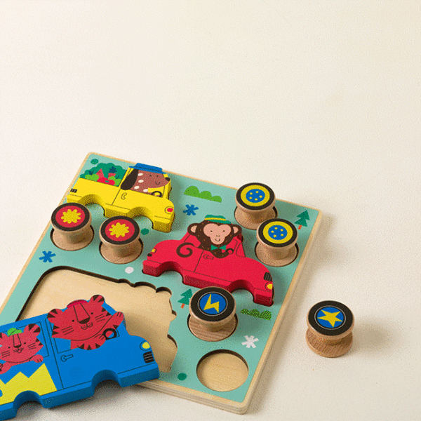 Puzzle & Roll Wooden Vehicle Toddler Puzzle 1