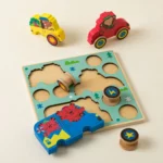 Puzzle & Roll Wooden Vehicle Toddler Puzzle