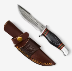 Red And Black Damascus Knife 1