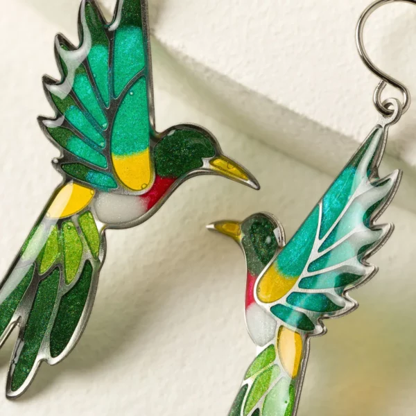 Stained Glass Hummingbird Earrings 1