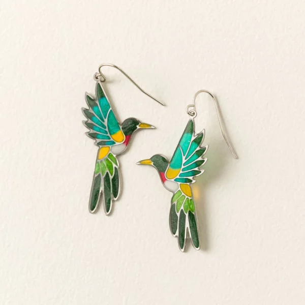 Stained Glass Hummingbird Earrings 2