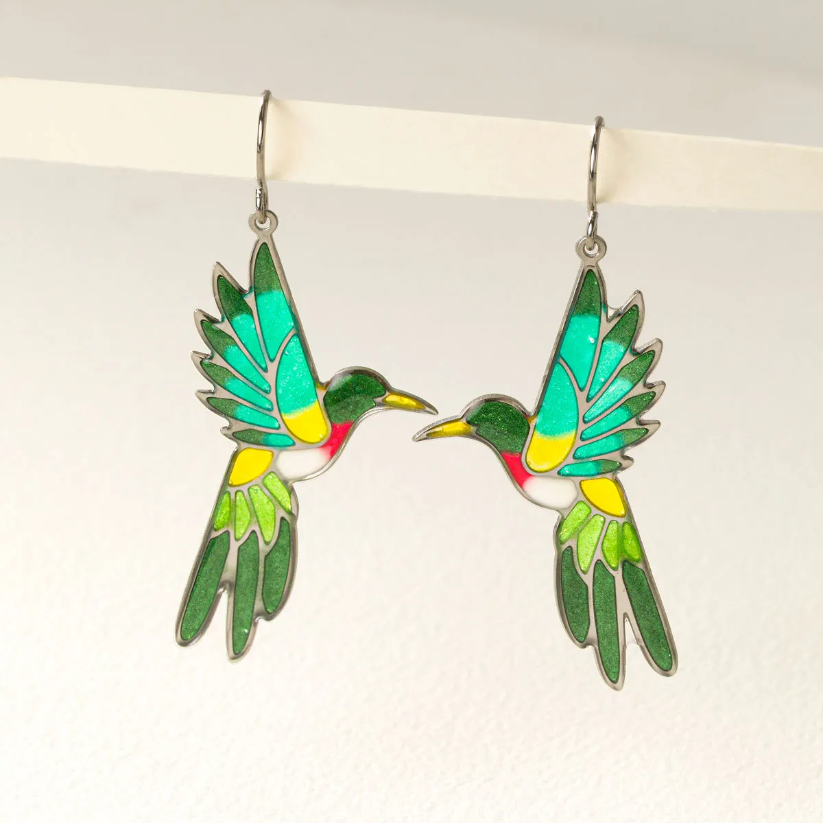 Stained Glass Hummingbird Earrings Stained Glass Hummingbird Earrings