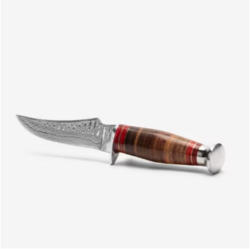 Warden Damascus Steel Stacked Leather Knife