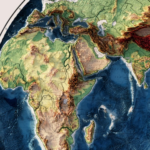 World Map 1917 Shaded Relief Map 3