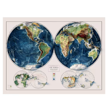 World Map 1917 Shaded Relief Map World Map 1917 Shaded Relief Map
