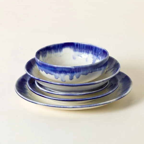 Ceramic Blue Drip Dinnerware 2