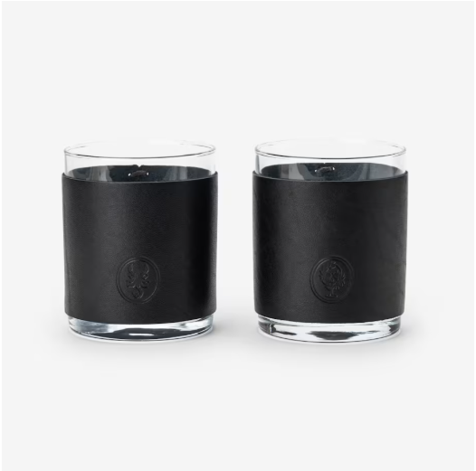 Codex Leather-wrapped Rocks Glasses – Set Of 2 (1) Codex Leather-wrapped Rocks Glasses – Set Of 2 (1)
