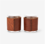 Codex Leather-wrapped Rocks Glasses – Set Of 2