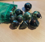 Embossed Mini Green Mercury Glass Ornaments, Set Of 12 1
