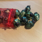 Embossed Mini Green Mercury Glass Ornaments, Set Of 12