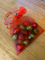 Embossed Red & Green Mini Mercury Glass Ornaments, Set Of 12 1