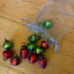 Embossed Red & Green Mini Mercury Glass Ornaments, Set Of 12