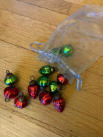 Embossed Red & Green Mini Mercury Glass Ornaments, Set Of 12