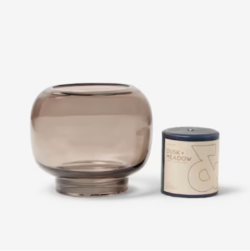 Glass Candle Holder With Pillar Candle (1)