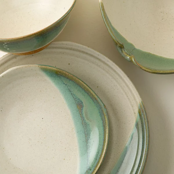 Handmade Ceramic Green Splash Dinnerware 1