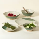 Handmade Ceramic Green Splash Dinnerware
