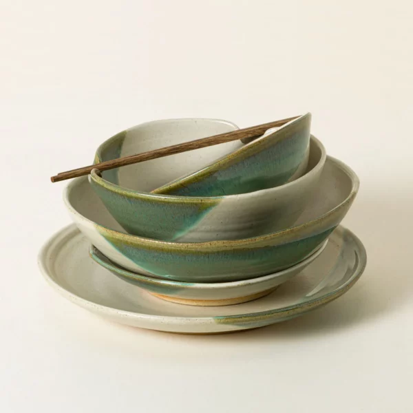 Handmade Ceramic Green Splash Dinnerware2