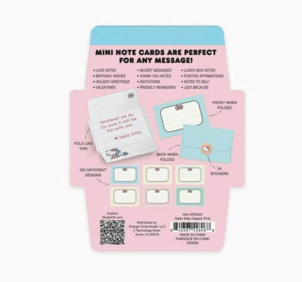 Hello Kitty Classic Pink Mini Note Cards With Stickers 1