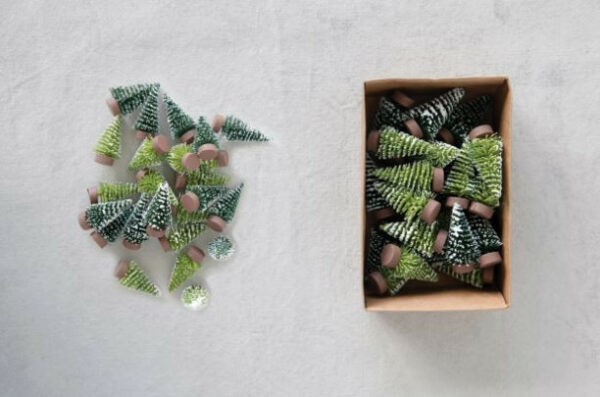 Mini Green Sisal Trees, Boxed Set Of 24 1