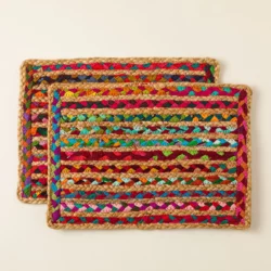 Repurposed Sari Woven Placemats - Set Of 2