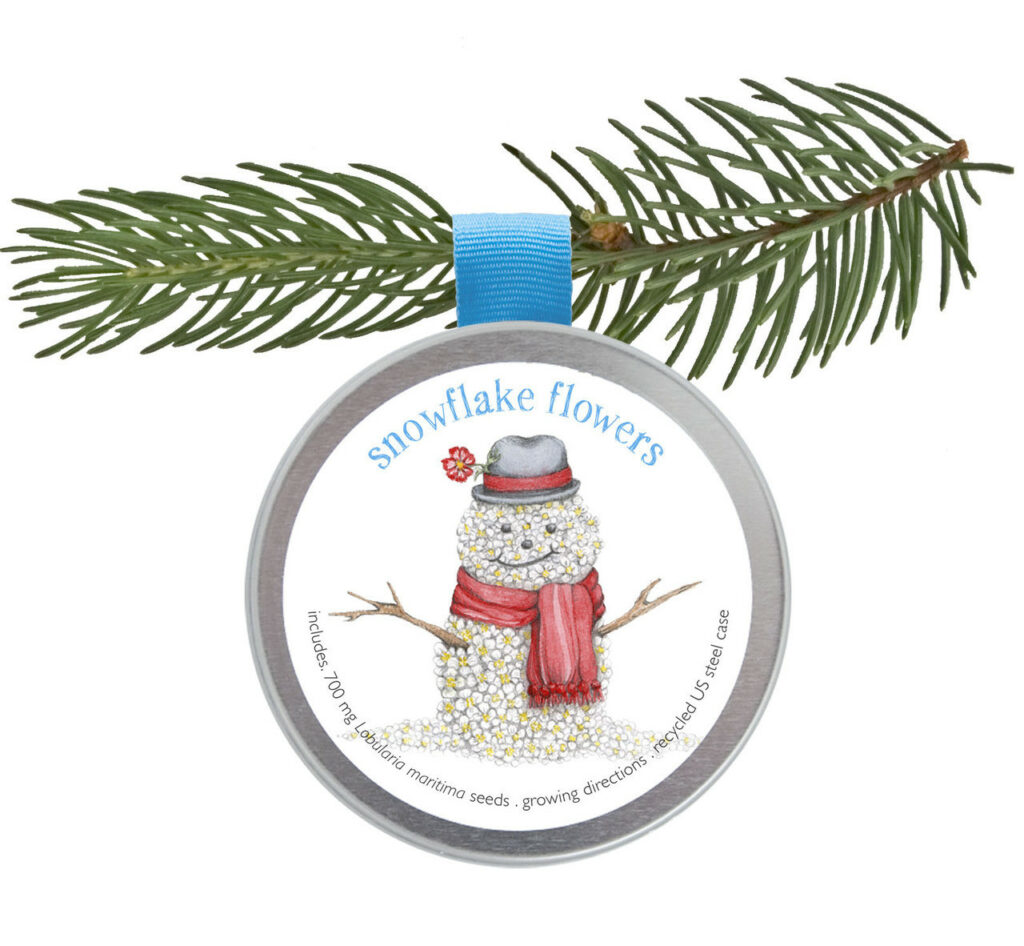 Seed Tin Ornament - Snowflake Flowers