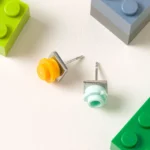 Sterling Silver Brick Stud Earrings 1