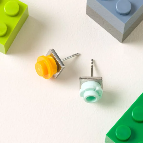 Sterling Silver Brick Stud Earrings 1