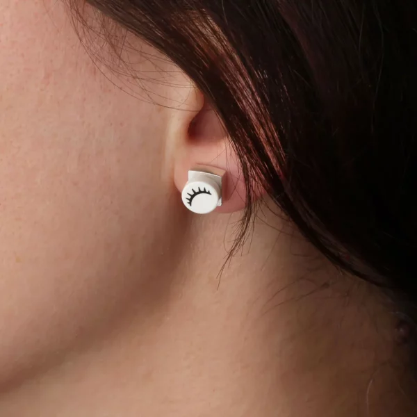 Sterling Silver Brick Stud Earrings 2