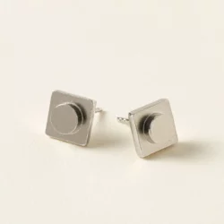Sterling Silver Brick Stud Earrings