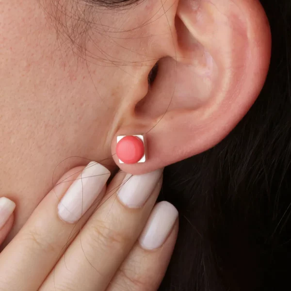 Sterling Silver Brick Stud Earrings 3