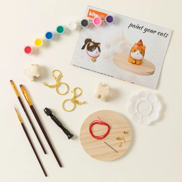 Wooden Cat Keychain Craft Kit 1