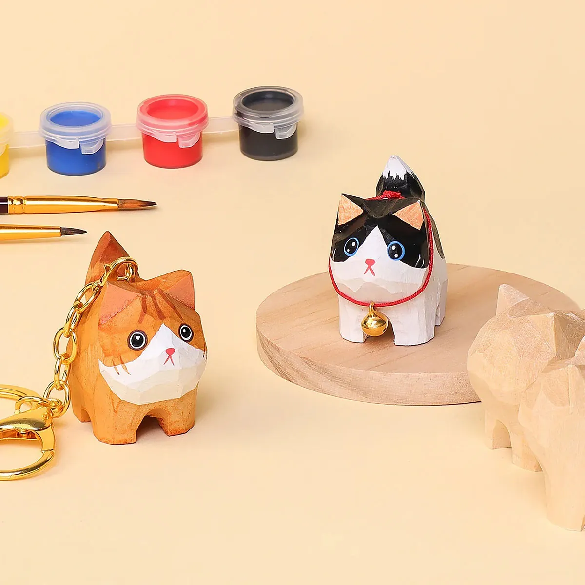 Wooden Cat Keychain Craft Kit Wooden Cat Keychain Craft Kit