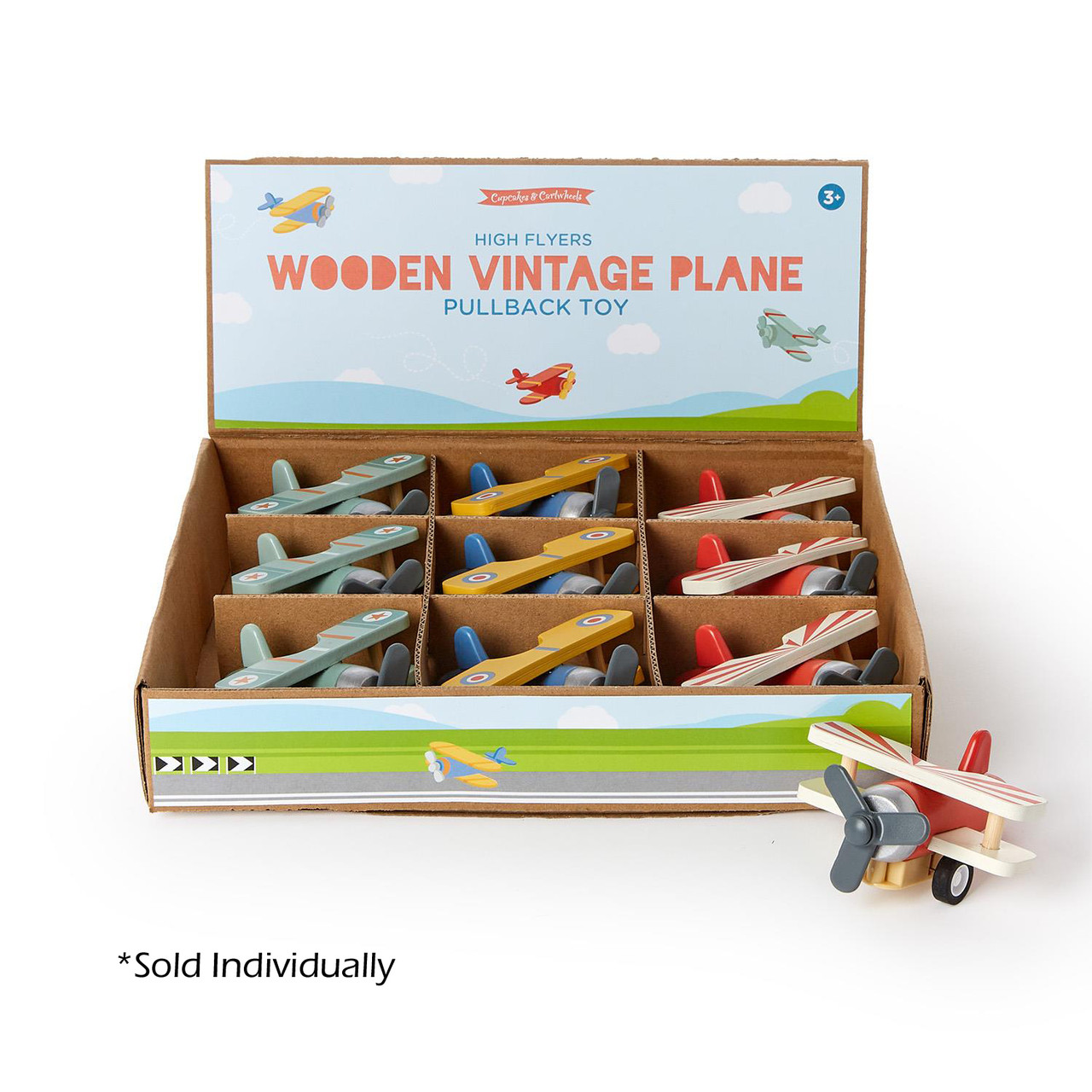 Wooden Vintage Pullback Bi-plane Wooden Vintage Pullback Bi-plane