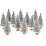Yukon Sisal Snow Covered Silver Trees, Set Of 12