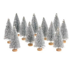 Yukon Sisal Snow Covered Silver Trees, Set Of 12