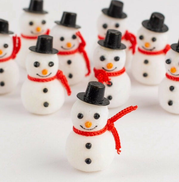 1.5 Miniature Flocked Snowman, Bag Of 10 2