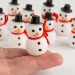 1.5 Miniature Flocked Snowman, Bag Of 10