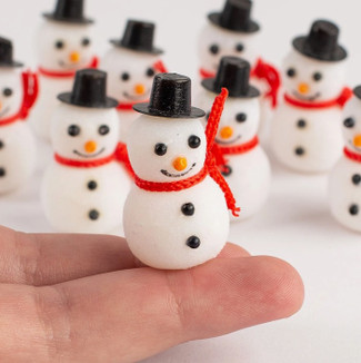1.5 Miniature Flocked Snowman, Bag Of 10 1.5 Miniature Flocked Snowman, Bag Of 10