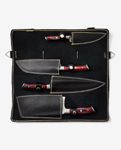 5-piece Damascus & Diamond Wood Knife Set (1) 5-piece Damascus & Diamond Wood Knife Set (1)