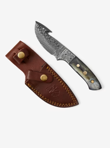 Damascus Skinning Gut Hook Hunting Knife (1) Damascus Skinning Gut Hook Hunting Knife (1)