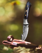 Damascus Skinning Gut Hook Hunting Knife (3)