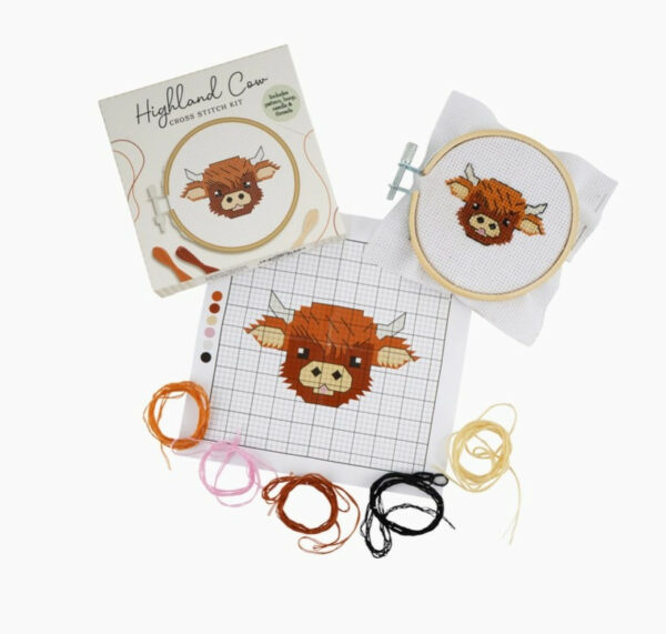 Highland Cow Mini Cross Stitch Kit 1